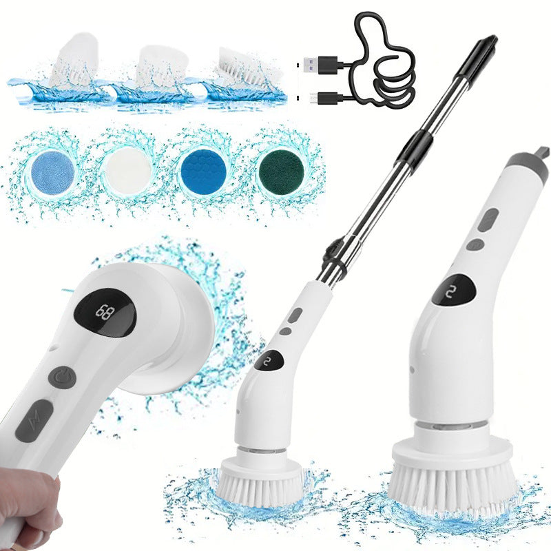 Long-Handle Telescopic Multi-Functional Electric Household Cleaning Brush