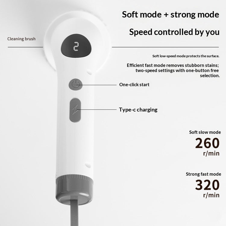 Long-Handle Telescopic Multi-Functional Electric Household Cleaning Brush